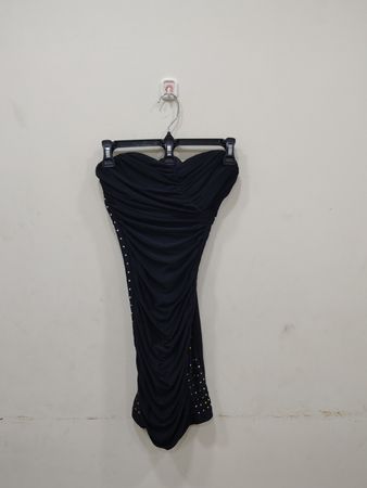 Love Reign Black Studded Strapless Ruched Dress