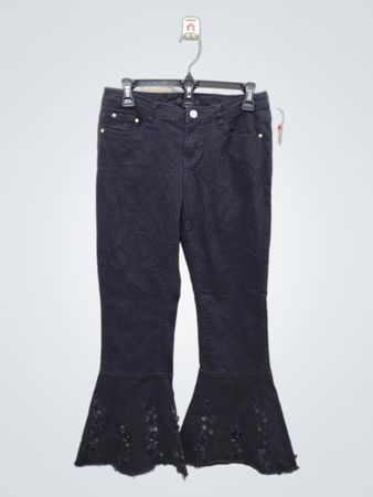 Juliette Black Flare Jeans with Embellished Hem