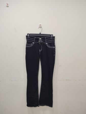 Bamboo Black Flared Jeans with White Stitching