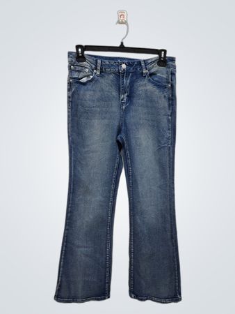 CARBON Damenjeans mit Totenkopf- und Flügelverzierung
