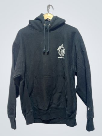 Champion Reverse Weave Black Hoodie with Pat's Grille Wilmington, N.C. Graphic