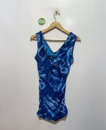 INC International Concepts Blue Tie-Dye Ruched Tank Top