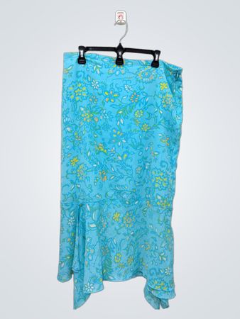 Blue Floral Print Skirt