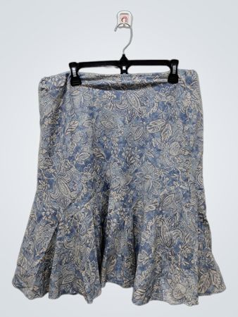 Chaps Denim Floral Print Midi Skirt