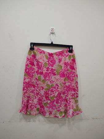 ALESSANDRO Pink Floral Print Ruffle Hem Skirt Size 4