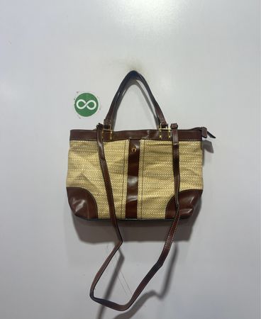 Etienne Aigner Straw and Leather Tote Bag