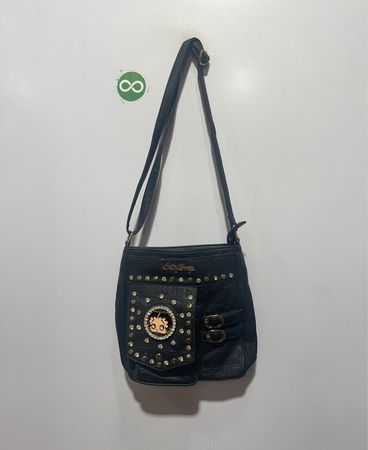 Betty Boop Black Shoulder Bag with Rhinestones