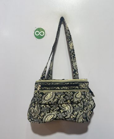 Black and white paisley print shoulder bag