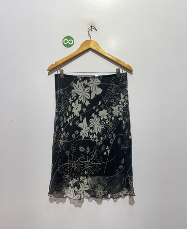Necessary Objects Black Floral Print Sheer Midi Skirt