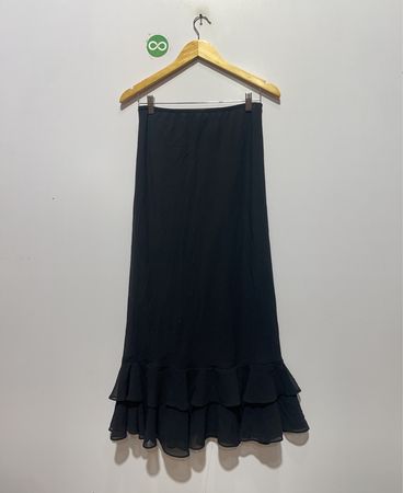 MSK Black Ruffled Maxi Skirt