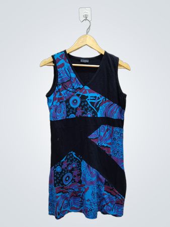 Vestido Sem Mangas Philosophie com Estampa Azul e Roxa