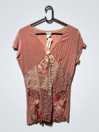 Pink Lace-Trimmed Top