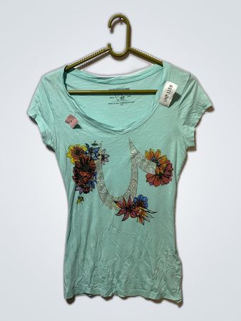 Mint Green Floral Graphic T-Shirt