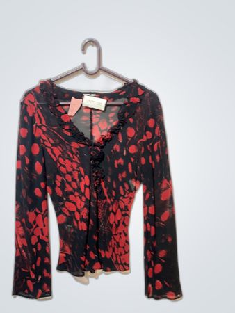 Blouse with Red and Black Pattern