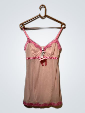 Pink Lace-Trimmed Chemise