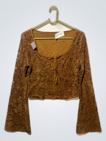 Brown Lace Cropped Top
