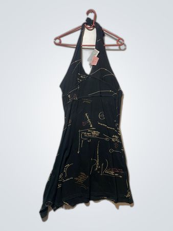 Black Dress with Diagram Print