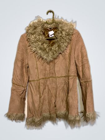 Tan Fur-Trimmed Coat
