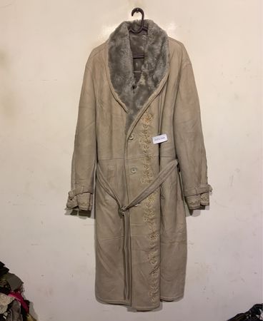 Long Tan Coat with Fur Lining