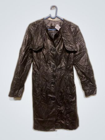 Chigalli Black Leather Trench Coat