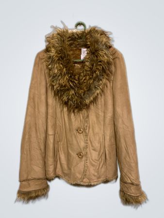 Tan Fur-Trimmed Jacket