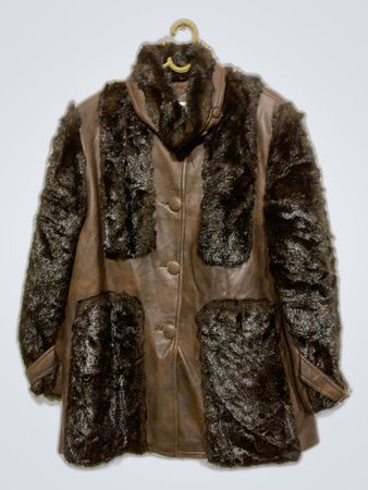 Brown Leather and Fur Coat