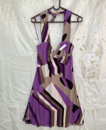 Unbranded Geometric Print Halter Mini Dress