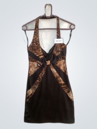 Progress Leopard Print Halter Mini Dress
