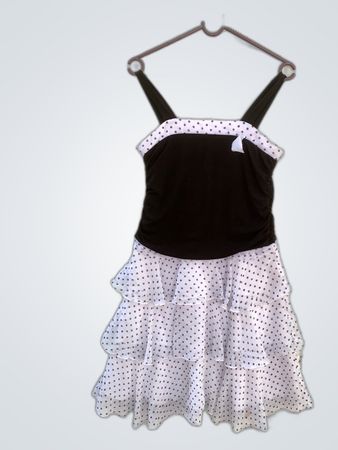 By One Black and Lilac Polka Dot Ruffled Mini Dress