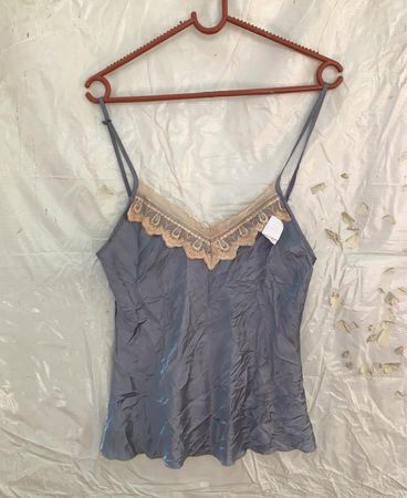 Grey Lace Trim Satin Camisole
