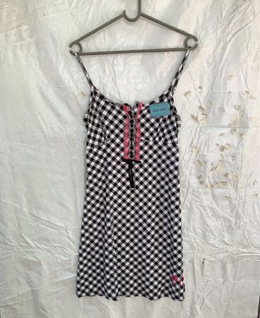 Cocoon Club Black and White Checkered Slip Dress