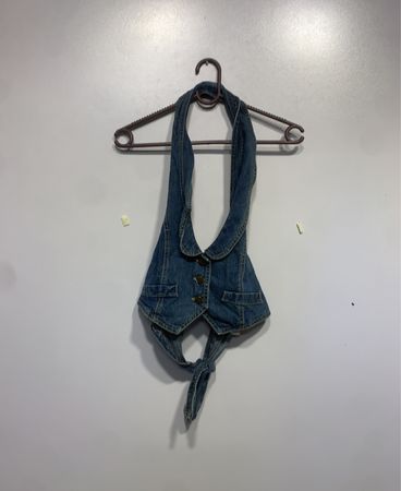 Denim Halter Top with Tie