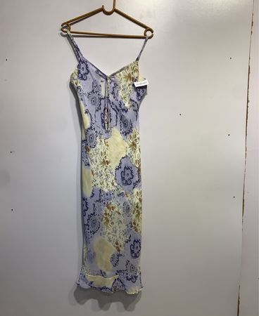 Floral Print Slip Dress with Tie Front
