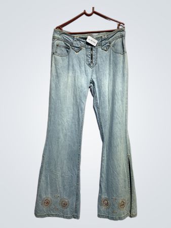 Camper Light Wash Embroidered Flare Jeans