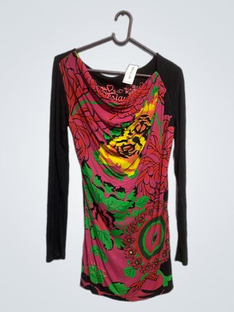 Desigual Long Sleeve Graphic Print Top
