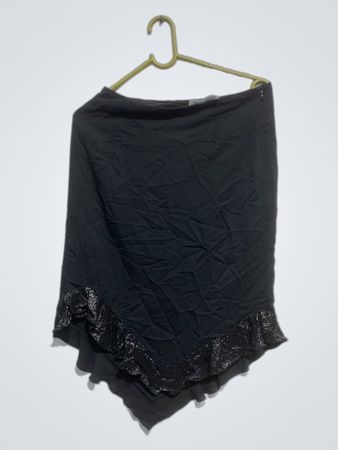 Eghos Made in Italy Black Skirt with Ruffled Hem