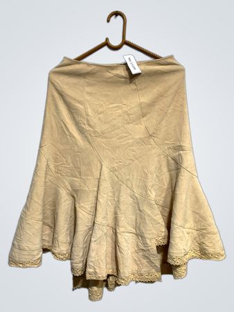 Beige Skirt with Lace Trim