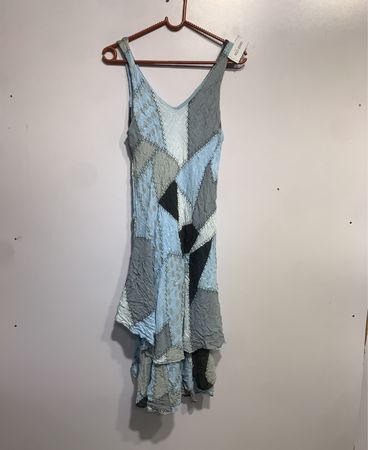 Patchwork Tank Dress with Ruffle Hem