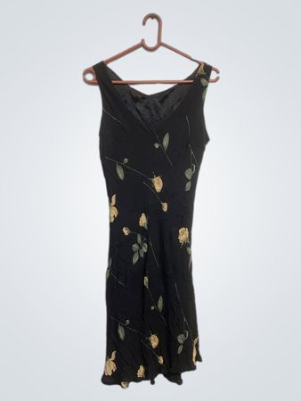 Black Dress with Yellow Floral Print