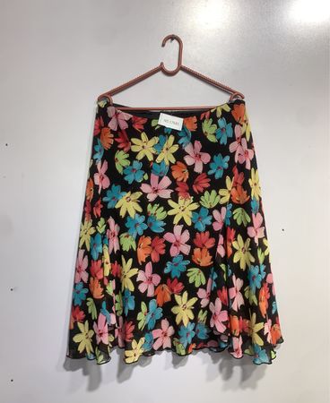 Black floral print skirt