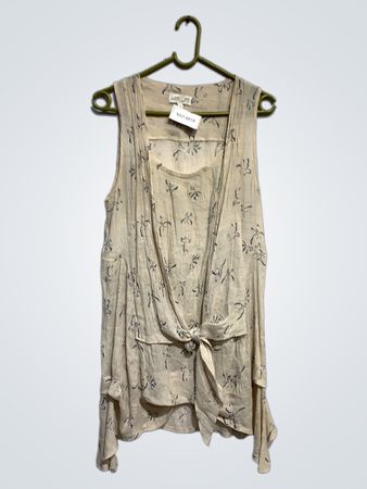 Aprikose Damen Ärmelloses Schmetterlingsdruck Bindefront-Top