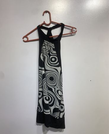 Clockhouse Black and White Swirl Print Halter Neck Dress