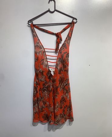 Nayomi NT-71021 Orange Leopard Print Halter Dress