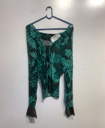 Extel Green Fern Print Langarm-Top