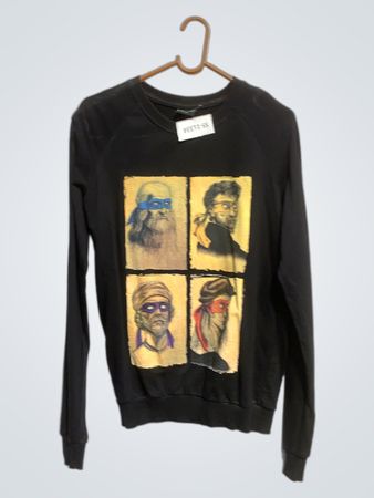 Kostehek Black Crewneck Sweatshirt mit Teenage Mutant Ninja Turtles Kunst