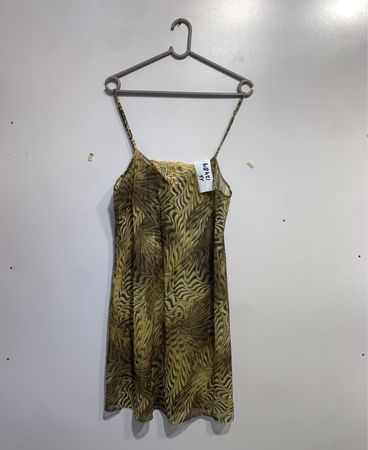 Braunes und grünes Blattmuster Slip-Kleid