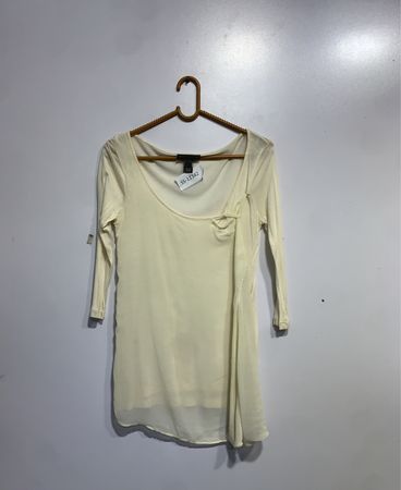MNG Collection Damen Creme 3/4 Ärmel Oberteil