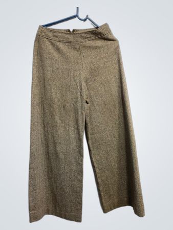 Braune Tweed-Hosen mit weitem Bein