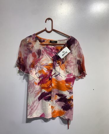 Pola & L Abstract Print Button-Up Bluse