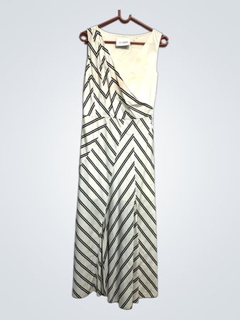 Ärmelloses Maxikleid mit geometrischem Streifenmuster